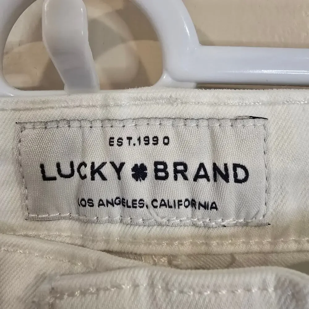 Women's Lucky Brand Ava Crop White Denim Jeans | Size 10/30